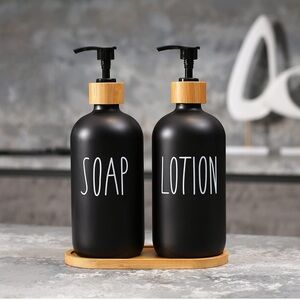 Black Soap and Lotion Bathroom Dispenser Set Hand Soap Lotion Set